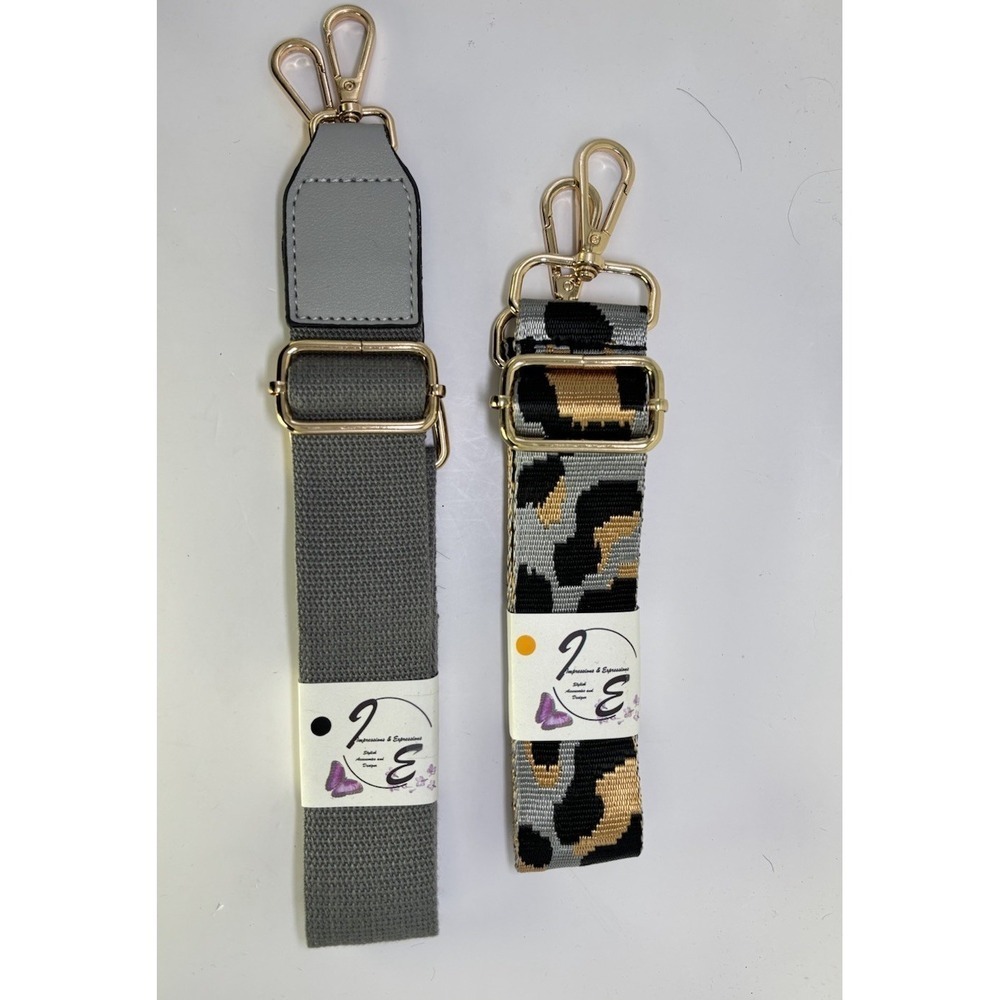 Grey/Silver Adjustable Replacement Purse Crossbody Strap Bundle w/Gold Hardware